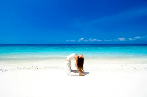 Beach yoga Stock Photos