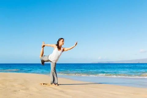 Beach yoga Foto stock
