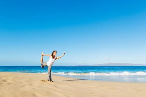 Beach yoga Stock Photos
