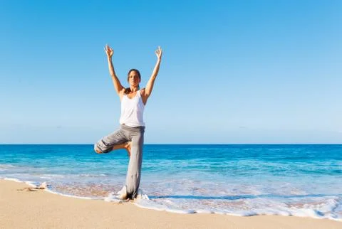 Beach yoga Stock Photos
