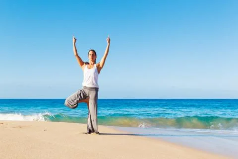 Beach yoga Stock Photos