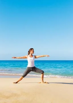 Beach yoga Stock Photos