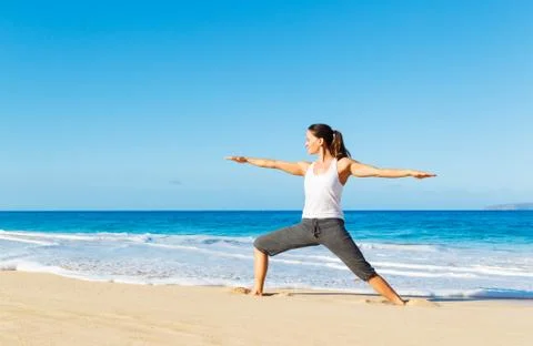 Beach yoga Stock Photos