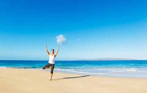 Beach yoga Stock Photos