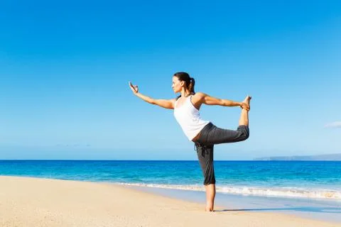 Beach yoga Stock Photos