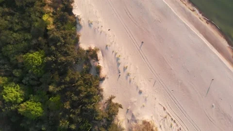 Beach zoom out on the beach, Baltic Sea drone footage Stock Footage 130223904