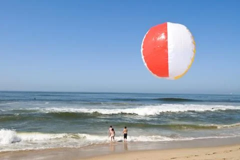 Beachball at beach Stock Photos
