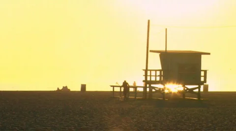 Beachcomber with Metal Detector Stock Footage 283370