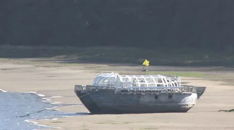 Beached Boat Stock Footage 8910892