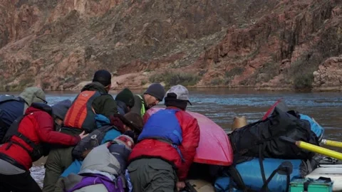 Beached Boat Launch, Colorado River, Grand Canyon Stock Footage 169052319