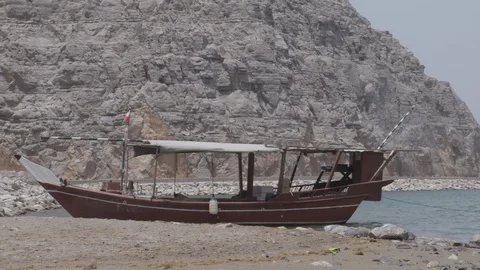 Beached Boat in Oman Stock Footage 89181526