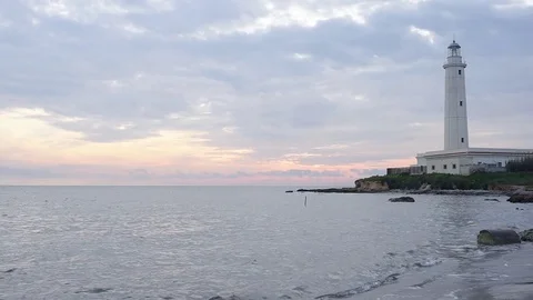 Beached near the lighthouse. Sicily Torretta Granitola Stock Footage 82796190