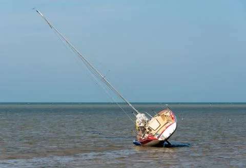 Beached Sailing Boat Foto stock