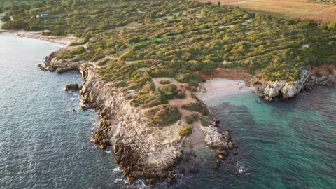 Beaches and cliffs in the Gulf of Alghero Stock Footage 138891111
