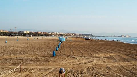 Beaches are getting ready to work after quarantine Stock Photos