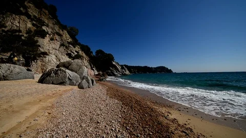 Beaches in broad daylight on the Costa Brava Stock Footage 105988477