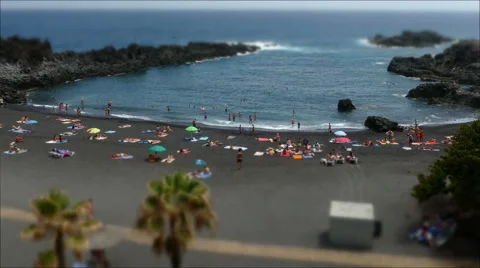 Beaches on the island of La Palma.Tilt-shift effect.Time lapse. Stock Footage