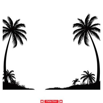 Beachfront Beauty  Transform Your Designs with Elegant Palm Tree Vector Sil.. Illustrazione stock