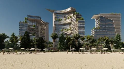 Beachfront Bliss Experience Top-Class Luxury at our Modern Hotel Stock-Illustration