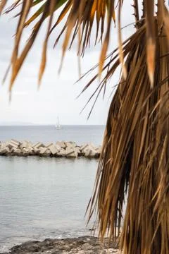 Beachfront boat in Lanzarote Stock Photos