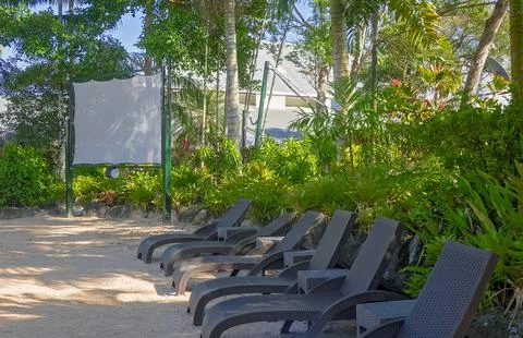 A beachfront cinema Stock Photos