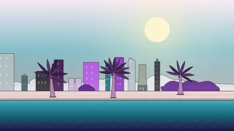 Beachfront coastal scene with, sand beach, and cross-current water Stock Illustration