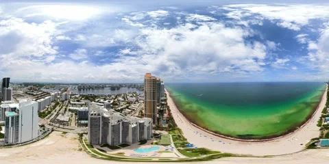 Beachfront condominiums sunny Isles Beach Florida 2026 360 VR Stock Footage 336699262