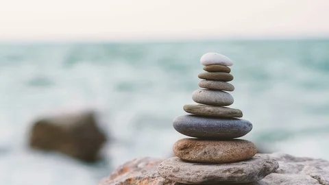 Beachfront tower made of stone and blur sea background Stock Footage 93580208