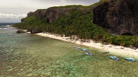 Beachgoers Enjoying Fronton Bay from Above-16 Stock Footage 337437732