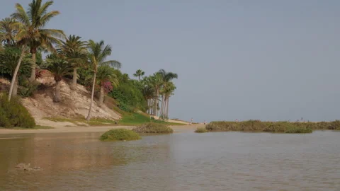 Beachgoers at Playa Sotavento Lagoon Video stock 268918933