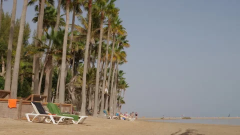 Beachgoers at Playa Sotavento Lagoon Stock Footage 268920556