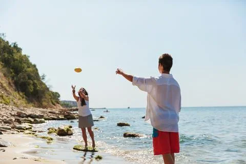 Beachside ball games Stock Photos