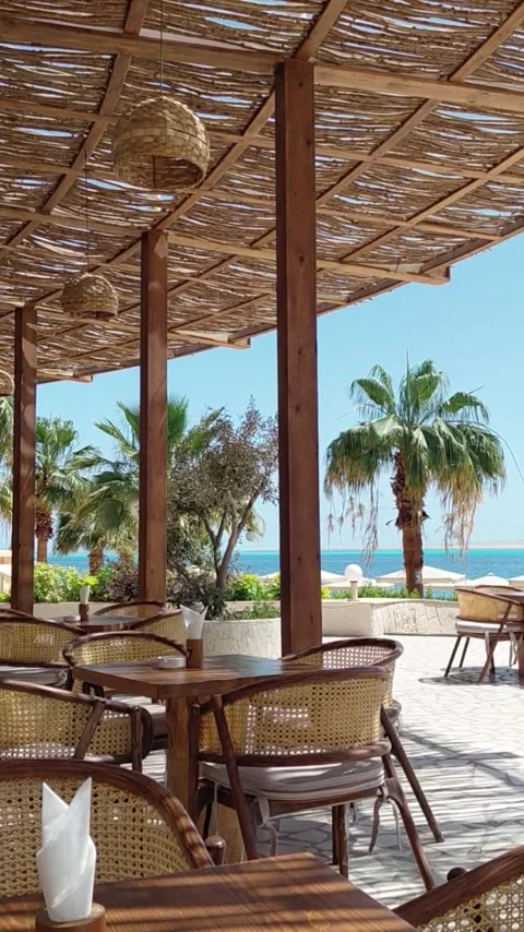 Beachside cafe in a resort Stock Footage 335958770