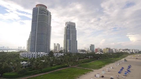 Beachside Condo Towers in Miami Stock Footage 84262953