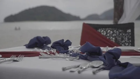 Beachside dining tropical, slog 2 Stock Footage 93267878