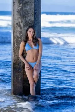 Beachside Elegance: A Day of Serenity by La Jolla Pier with Radiant Blue S... 스톡 사진