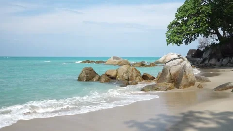 Beachside Rocks With Beautiful Small Waves Stock Footage 244762529