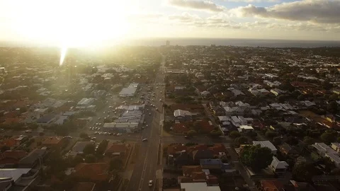 Beachside suburb sunset flyover holiday real estate aerial footage Stock Footage 101000000