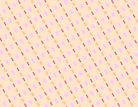 Beachside tree-form texture single-line repeat pattern in salmon pink, sunset or Stock Illustration