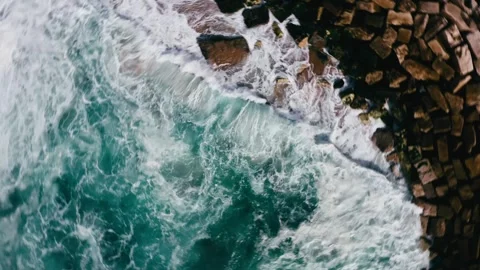 Beachside Waves Drone Stock Footage 240302002