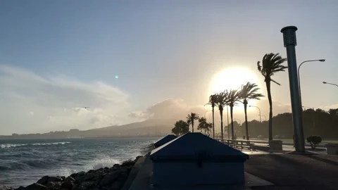 Beach/sunshine/mar/ola/waves/sol/evening Stock Footage