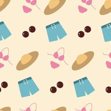 Beachwear, seamless pattern, vector. Stock Illustration
