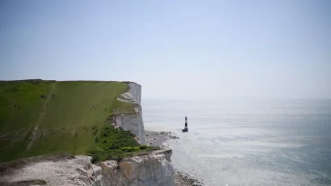 Beachy head cliffs and lighthouse landscape 3840 x 2160 @ 29.97fps Stock Footage 242033453