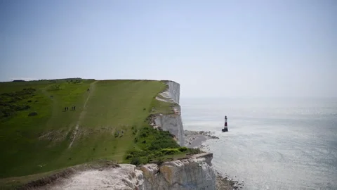 Beachy head cliffs and lighthouse landscape 3840 x 2160 @ 29.97fps Stock Footage 242034764