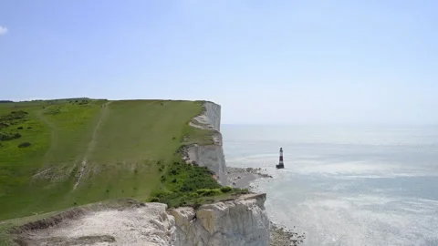 Beachy head cliffs and lighthouse landscape 3840 x 2160 @ 29.97fps Stock Footage 242035511