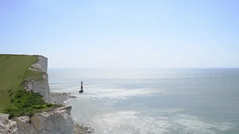 Beachy head cliffs and lighthouse landscape 3840 x 2160 @ 29.97fps Stock Footage 242035751