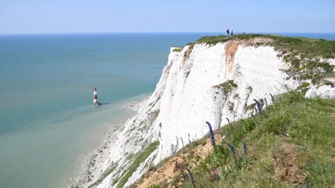 Beachy head cliffs and lighthouse landscape 3840 x 2160 @ 29.97fps Stock Footage 242039274