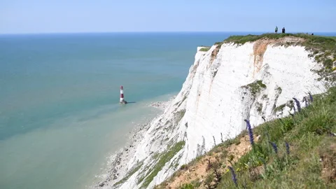 Beachy head cliffs and lighthouse landscape 3840 x 2160 @ 29.97fps Stock Footage 242040177