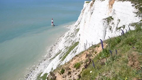Beachy head cliffs and lighthouse landscape 3840 x 2160 @ 29.97fps Stock Footage 242040714
