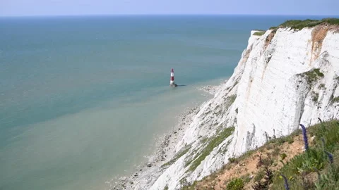 Beachy head cliffs and lighthouse landscape 3840 x 2160 @ 29.97fps Stock Footage 242041639